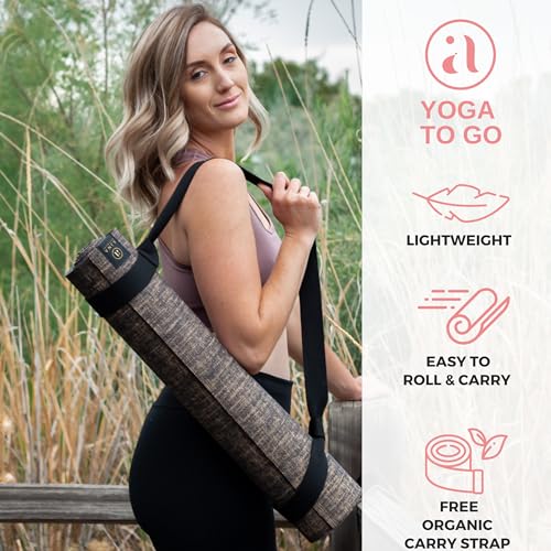 Ajna Organic Natural Jute Large Non Slip Eco Friendly yoga mats with Carrying Strap