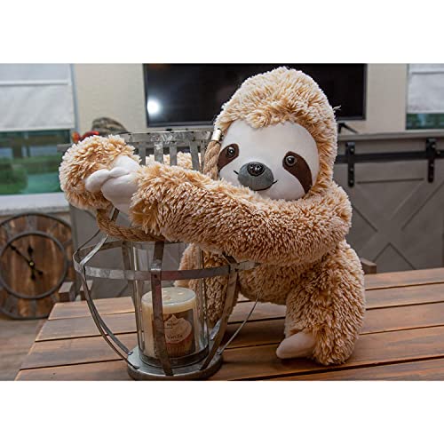 Realistic Sloth Stuffed Plush Toy Animal - Cuddly, Huggable, Silky Fur - Cute Brown Three Toed Sloth for Girlfriend Birthday Gift