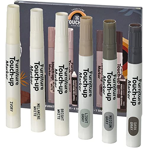 Katzco Wood Furniture Repair Kit - Set of 13 Wood Markers and Wax Sticks -  Furniture Scratch Repair - Wood Floor Scratch Remover - Table and Desk