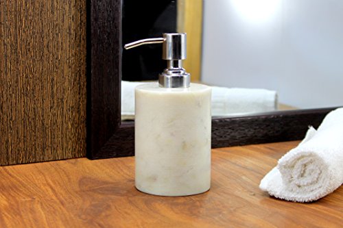 KLEO Marble Soap/Lotion Dispenser - Stone Bathroom Accessories Set Marble Bath Set - White