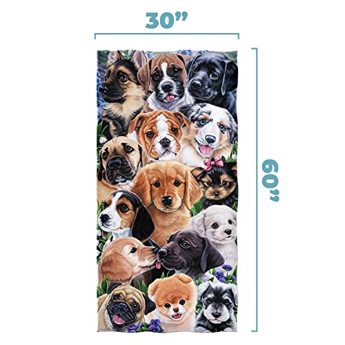 Dawhud Direct Collage Puppy Beach Towel 30x60 Inch Bath Towel Print