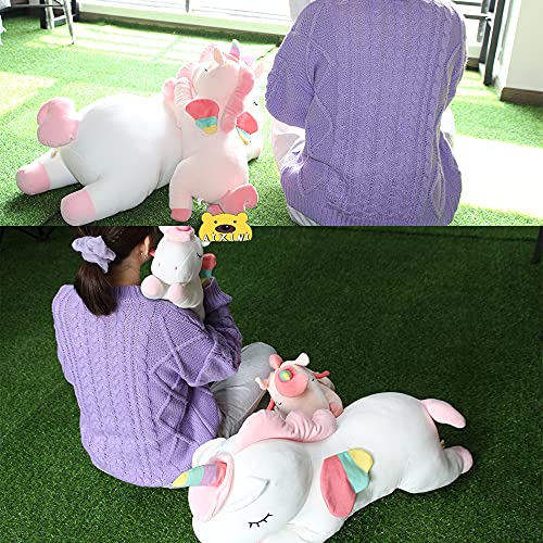 Aixini Unicorn Stuffed Animal Pillow 11.8 Inch Soft White Plushie Rainbow Wings