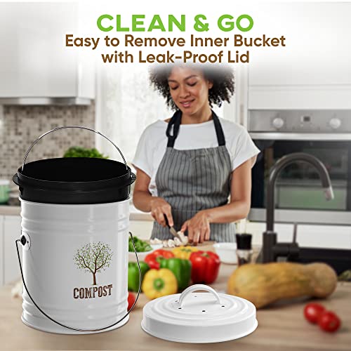 Third Rock Kitchen Compost Bin 1.3 Gallon Bucket Liner & Charcoal