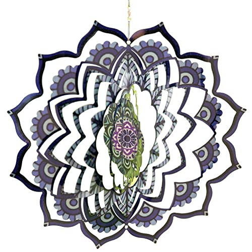 VP Home | Mandala Kinetic Wind Spinner - Hanging Garden Decor - Yard and Garden Metal Spinner - Wind Sculptures Ideal for Outdoor - Spinning Lawn Ornaments - Art Kinetic Sculpture (Purple)