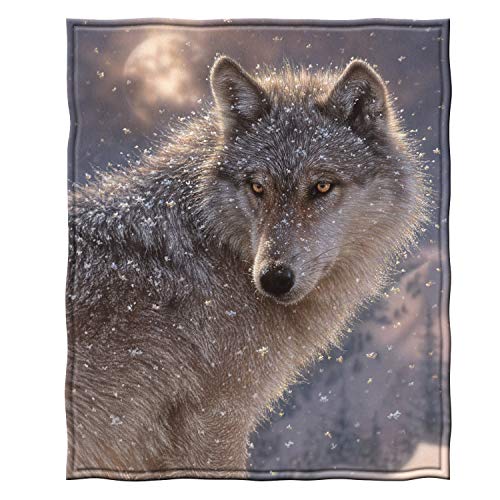Dawhud Direct Lone Wolf Fleece Blanket for Bed 50x60 Inch Blanket