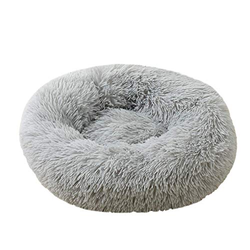 JT PET Donut Bed for Cats and Dogs | Anti Anxiety Calming Bed | Nesting Bed | Extra Large 26" | Improve Sleep Quality of Your Pet | Light Grey