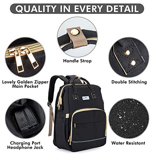 MiggyAndHat Diaper Bag Backpack Black Travel Baby Shower Gifts Portable Bags for Baby Registry Search Boys Girls Bags Newborn Essentials Accessories Stuff Unisex Dad Mom