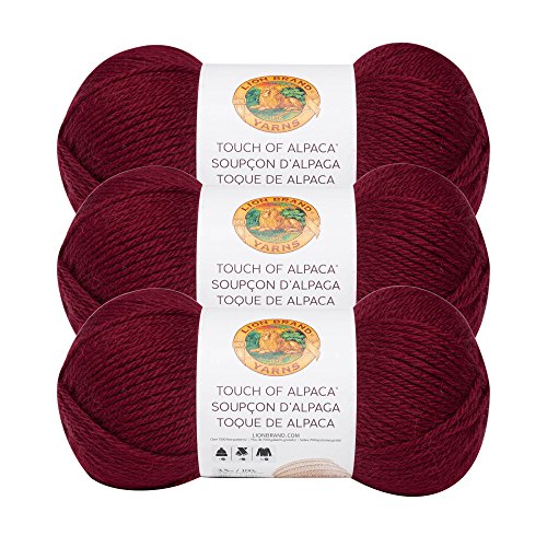 Lion Brand Yarn Touch of Alpaca Yarn Color Crimson 674-138 3 Pack