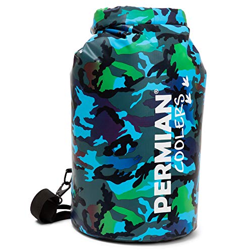 Camo - PERMIAN Portable Cooler Bag Roll Top, Camouflage, Insulated, 15L Foldable, Waterproof Dry Bag for Boating/Fishing, Cooler Backpack for Camping/Hiking, Leakproof, Floating