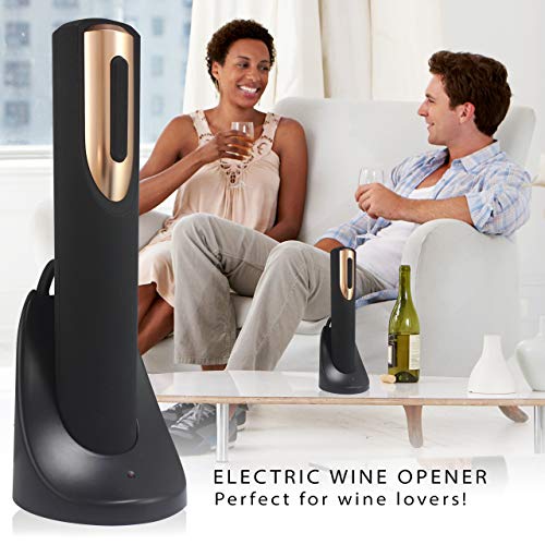 Vin Fresco Electric Wine Opener with Charging Base & Foil Cutter - Automatic Wine Bottle Opener - Electric Corkscrew Wine Opener - Electric Wine Bottle Opener Rechargeable Wine Gift for Wine Lovers