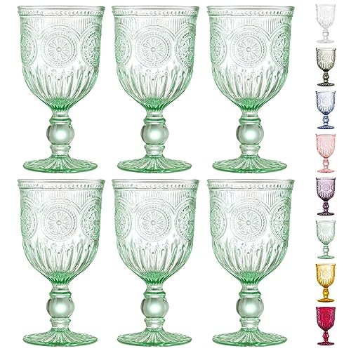 Yungala Green Wine Glasses set of 6 green goblets glassware or colored glassware