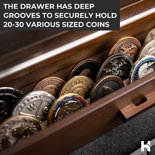 Challenge Coin Display Case Wooden Holder and Military Coin Display Case Walnut
