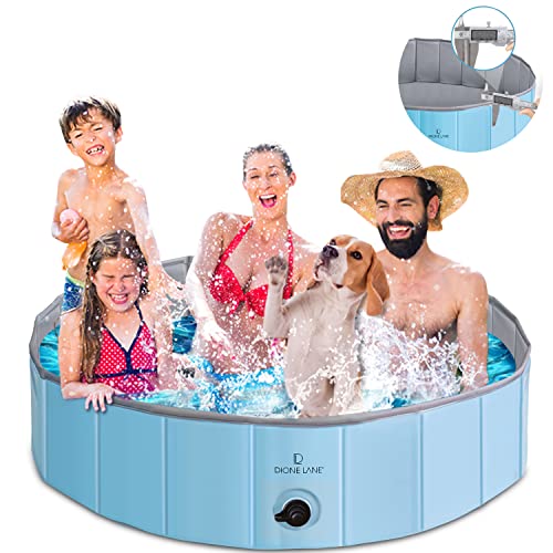 DIONE LANE Foldable Dog Pool - Thickest Kiddie Pool - Hard Plastic Pool for Kids and Dog Swimming Pool - Kids Pool - Toddler Plastic Kiddie Pool for Dogs - Dog Ball Pit - Dog Pools for Large Dogs