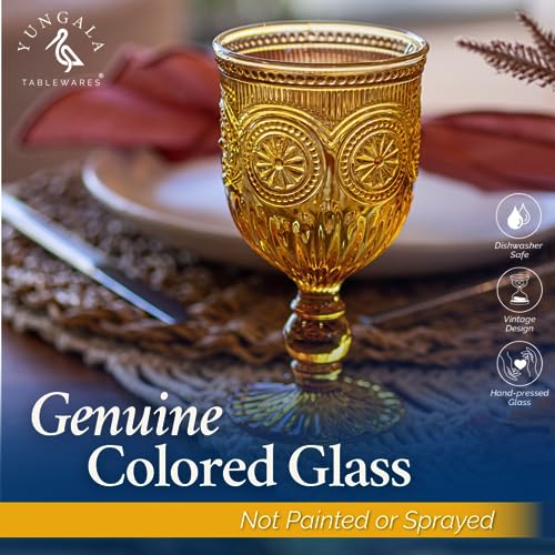 Yungala Amber Wine Glasses Set of 6 Amber Goblets Glassware