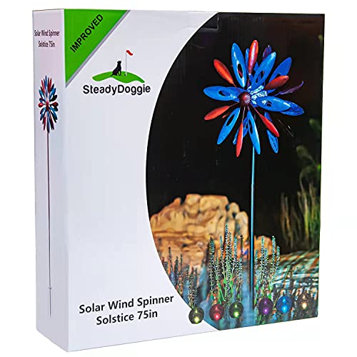 Steadydoggie Solar Wind Spinner Solstice 75in Multi Color Led Lighting Solstice