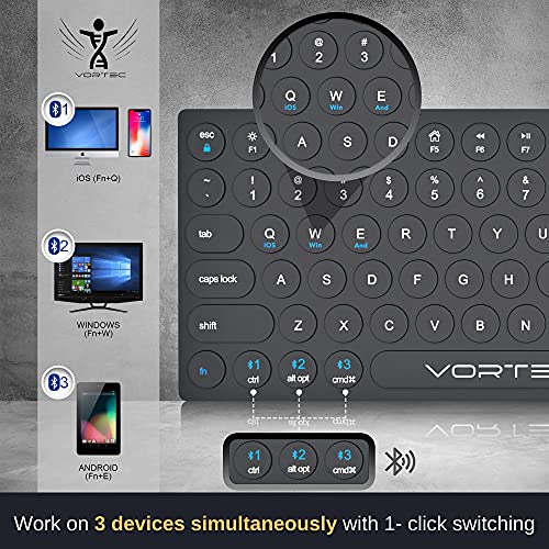 Bluetooth Keyboard for iPad iPhone Android Apple Windows by Vortec