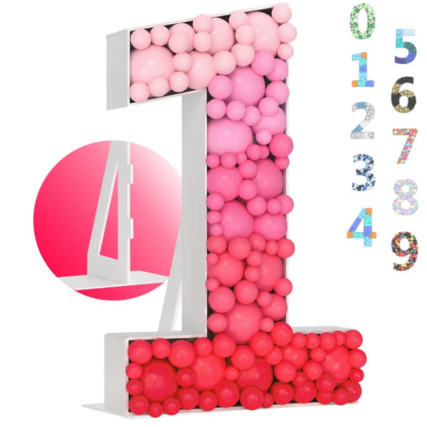 The Party Inc. Easy to Assemble Pre-Cut Mosaic Numbers For Balloons Marquee Numbers Thick Foam Board Standing Cutouts with Stand