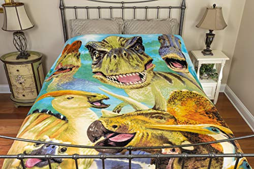 Dawhud Direct Dinosaur Fleece Blanket for Bed 75x90 Inch Queen Size Winter