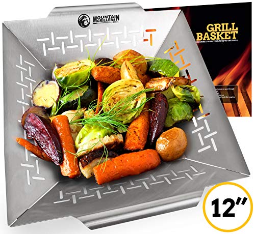 Mountain Grillers Veggie Grill Basket Heavy Duty Stainless Steel 12 Inch