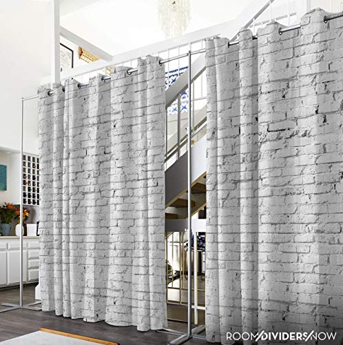 Room/Dividers/Now Premium Room Divider Curtain, 8ft Tall x 5ft Wide (White Brick) | Premium Curtains for Room Partition, Create Privacy, Blackout, Noise Reduction