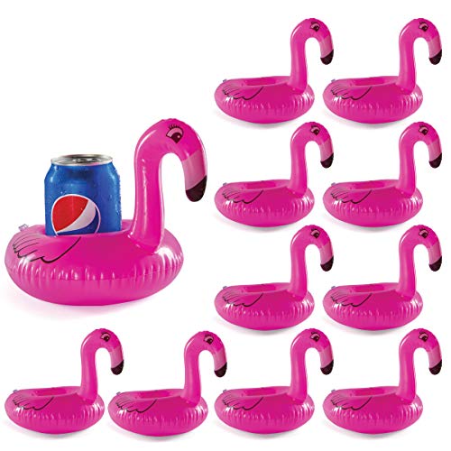 Top Race 24 Pink Flamingo Inflatable Drink Floaties Pool Drink Holder Floats