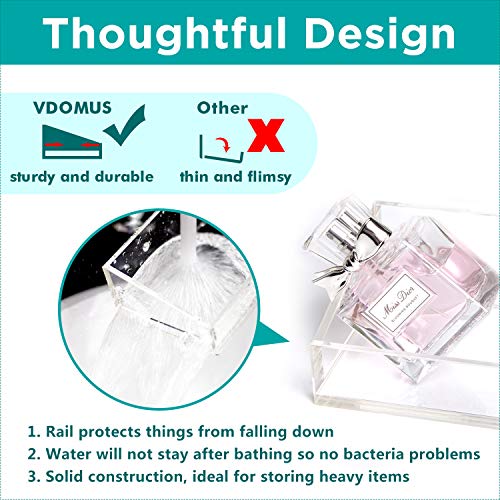 Vdomus Acrylic Bathroom Shelves 2-Pack, Wall Mounted Shower Shelve No Drilling Adhesive Thick Clear Storage & Display Shelves, Bathroom or Bedroom Organization (Upgraded)