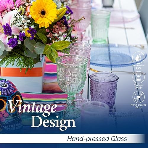 Yungala Colored Wine Glasses set of 6 colorful glass goblets made from Solid glass colors, colorful wine glasses are 100% dishwasher safe, multi colored wine goblets are hand crafted