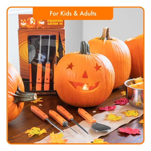 Halloween Pumpkin Carving Kit 4 Extralarge Stainless Tools for Adults Kids Party