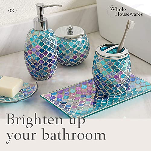 Bathroom Accessory Set 5-Piece Decorative Glass Bathroom Soap Dispenser Set