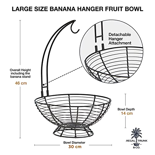 REGAL TRUNK & CO. Large Fruit Basket With Banana Hanger Midnight Brown