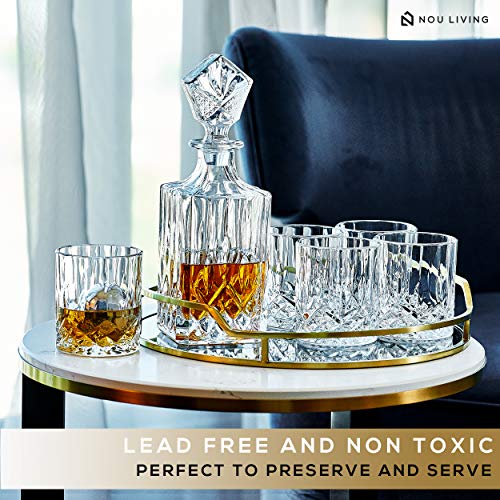 Nou Living 11 Pc Crystal Whisky Decanter Set With Glasses Whiskey Gift Box Set