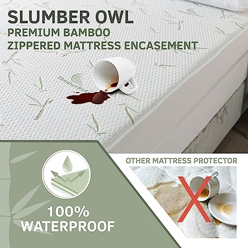 Slumberowl Premium Bamboo Zippered Mattress Waterproof Cooling Ultra Soft