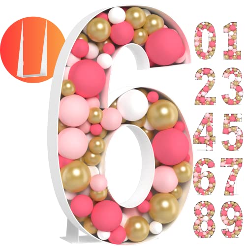 3ft Large Marquee Numbers Easy to Assemble Number 6 Balloon Birthday Decorations
