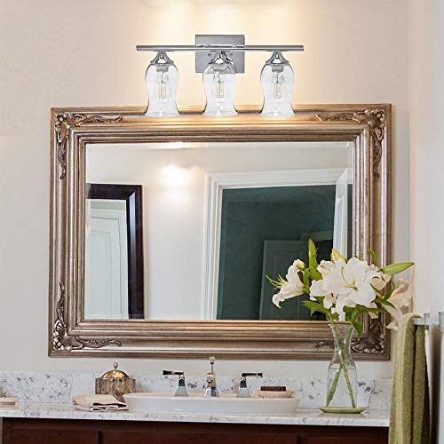 Hamilton Hills 3 Glass Shade Polished Bathroom Vanity Light Chrome