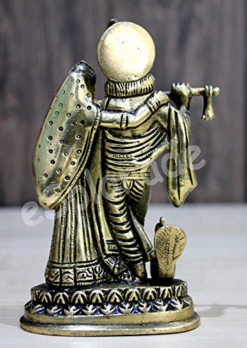Stonkraft Radha Krishna Pair Murti Idol Statue Sculpture Brass 6 Inches Antique