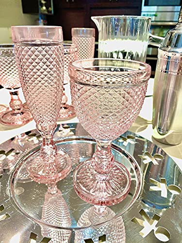 Pink Champagne Glasses, 4 Pink Toasting Glasses, Pink Glass, Pink