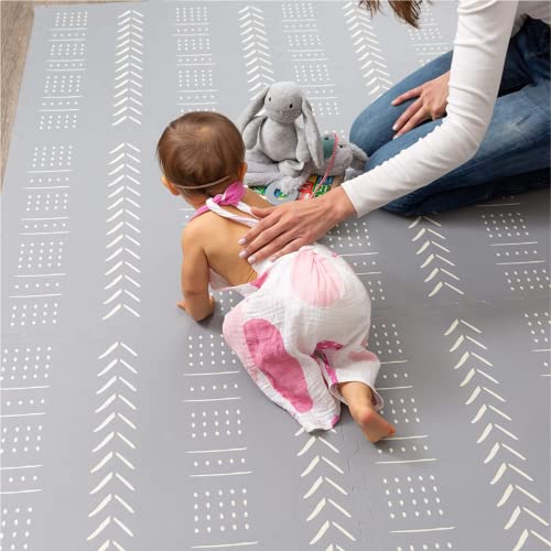 CHILDLIKE BEHAVIOR Baby Play Mat - Play Pen Tummy Time Mat & Crawling Mat Foam Play Mat for Baby with Interlocking Floor Tiles 72x48 Inches Puzzle - Baby Floor Mat Infants & Toddlers (X-Large, Grey)