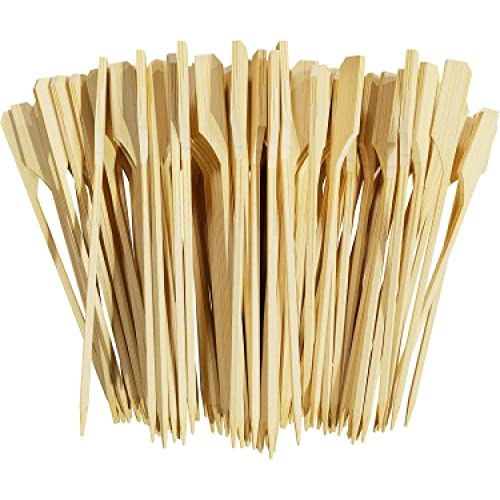 Noa Store Bamboo Skewers 4 Inch, Wooden Paddle Picks, Skewers for Appetizers, Cocktail, Fruit Kabobs, Sandwich, Barbeque Snacks - 200 Count