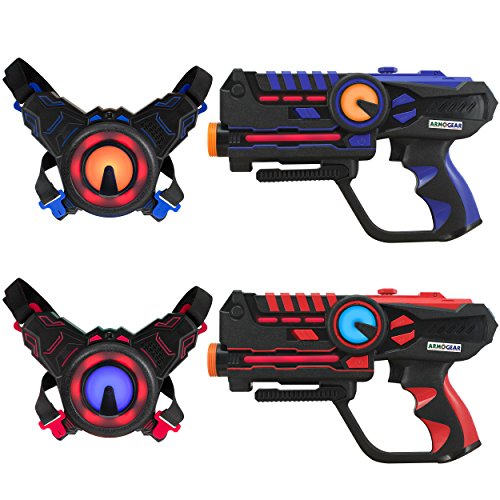 ArmoGear Laser Tag (2-Pack) | Laser Tag Guns with Vests Set of 2 Red & Blue