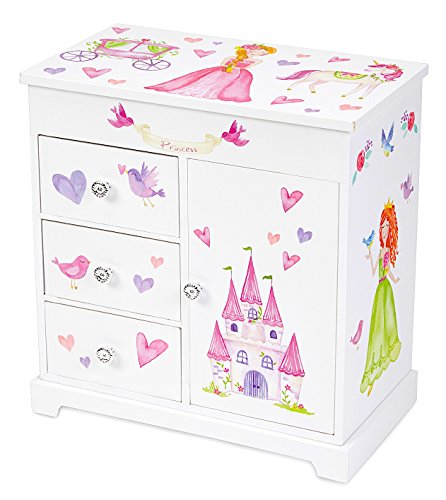 Jewelkeeper Unicorn Musical Jewelry Box with 3 Pullout Drawers, Fairy Princess and Castle Design, Dance of the Sugar Plum Fairy Tune
