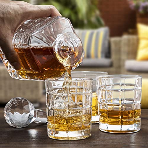 Regal Trunk & Co. Whiskey Decanter Sets 4 Square Engraved Tumblers Whisky Decanter Clear