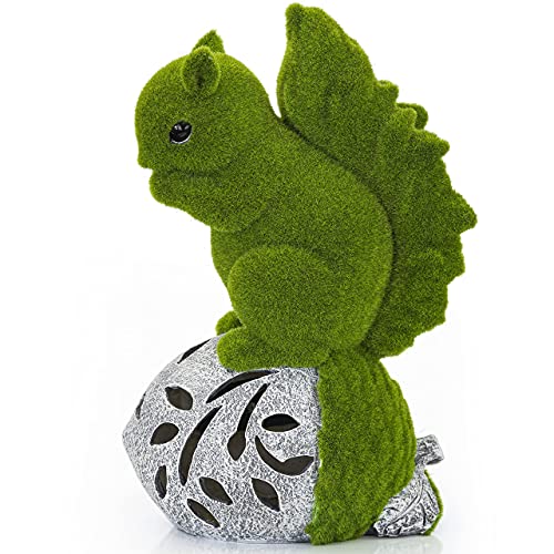 Vp Home Flocked Squirrel With Glowing Acorn Solar Powered Led Outdoor Garden