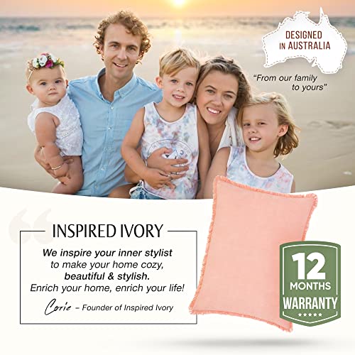 INSPIRED IVORY Lumbar Pillow Cover 12x20 Inch Modern Farmhouse Light Pink