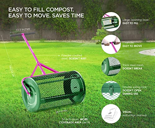 Lawn & Garden Spreaders Compost Spreader 24 Inch Color Green