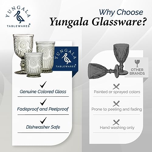 Yungala Black Wine Glasses Set of 6 Smoke Glass Goblets Black Glassware Made