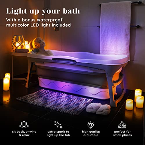 Portable Bathtub for Adult - Large 56'in Foldable Collapsible tub - Ergonomically Designed for the Ultimate Relaxing Soaking Bath