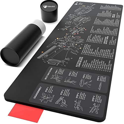 Falko Tactical Gun Cleaning Mat - Double Thickness Gun Mat - Extra Protective Rifle Cleaning Mat with Exploded Parts Diagram (36x12 Inches)(Black)