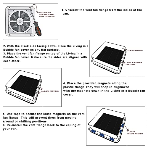 Living in a Bubble Magnetic Insulated Blackout MaxxAir Fan Cover for Sprinter, RVs and other Campervans, Universal Size, Snug Fitting RV Roof Vent Covers for Privacy, Fantastic Fan Vent Insulator