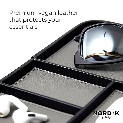 Nordik Leather Valet Tray Pebble Black Premium Vegan Leather Stylish