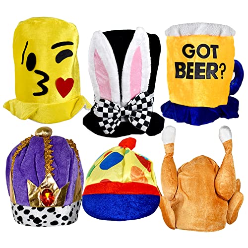 Upper Midland Products 6 Costume Hats Silly Hats Funny Hats Multicolored